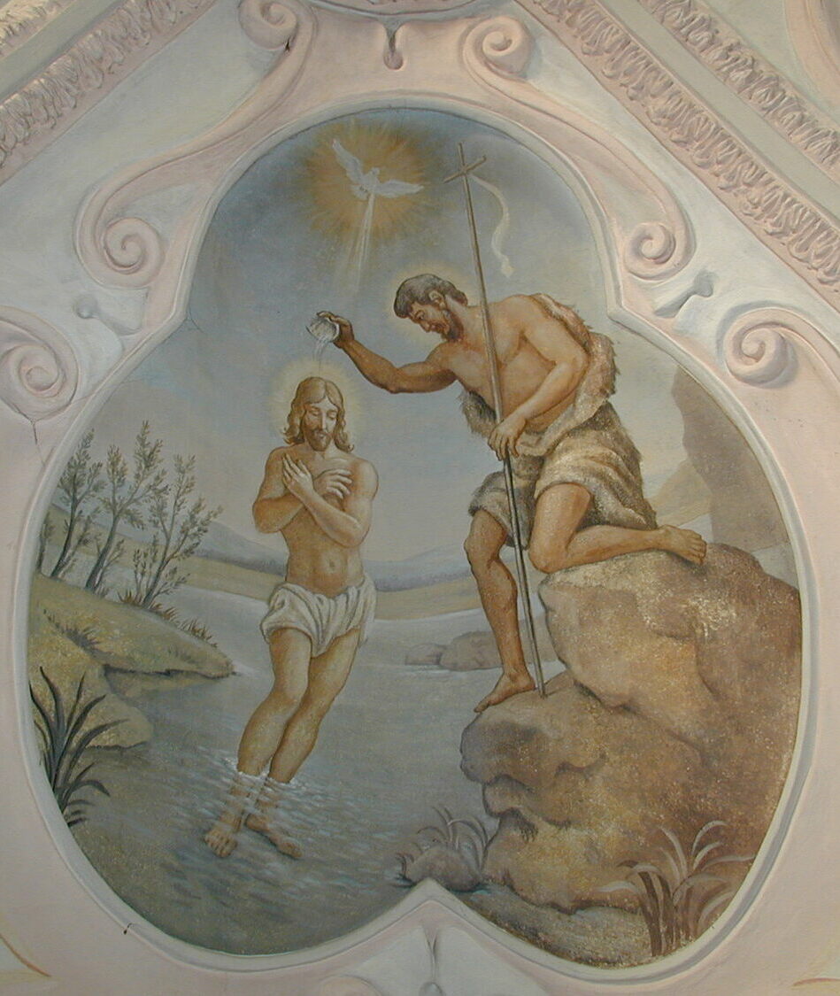 Taufe Jesu, Deckenfresko in der Stiftskirche Seitenstetten